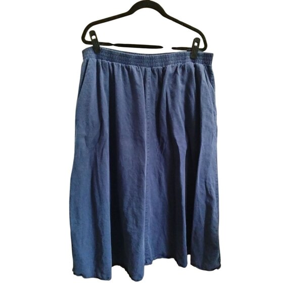 Jessica London Plus Size Skirt 28W Elastic Waist Blue Long Length - Picture 2 of 7